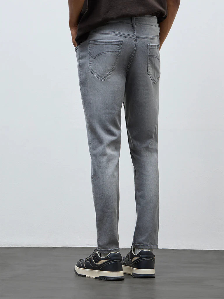 Nuon Grey Faded Rodeo Slim-Fit Mid-Rise Jeans - Image 4