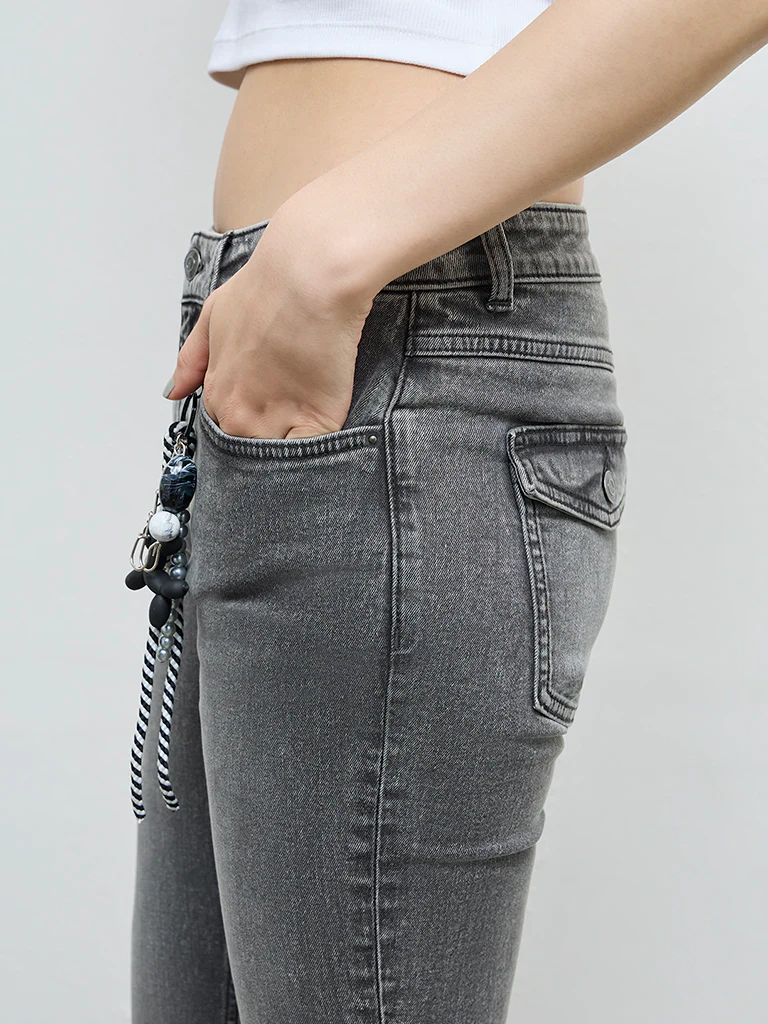 Nuon Grey High-Rise Flared Jeans - Image 3