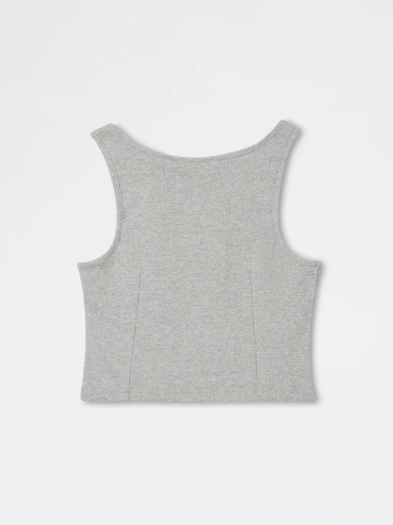 Nuon Grey Lace-Detailed Tank Cotton-Blend Top - Image 7