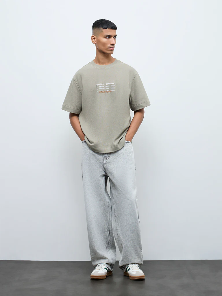 Nuon Grey Skater-Fit Mid-Rise Jeans