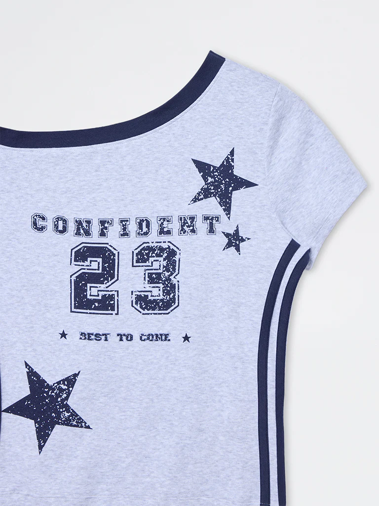 Nuon Grey Text Printed Cotton-Blend T-Shirt - Image 3