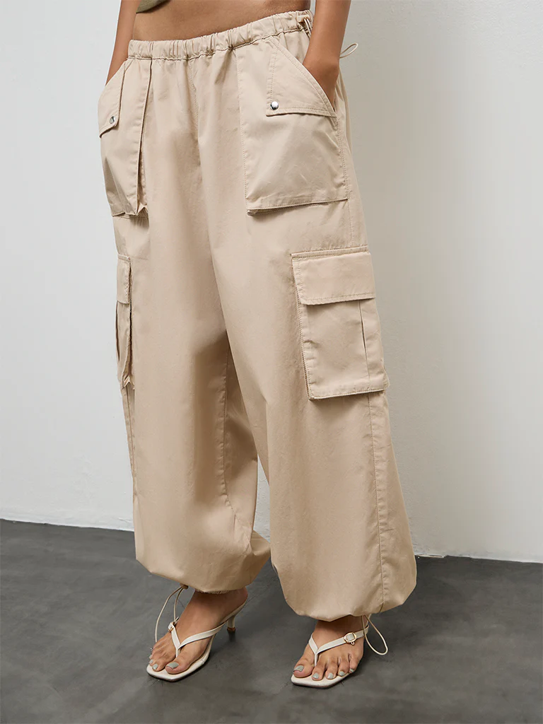 Nuon Light Beige High-Rise Cargo Pants - Image 2