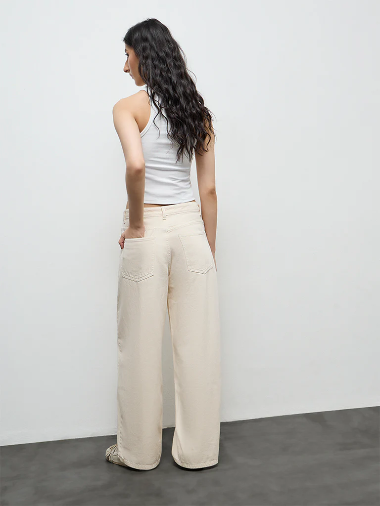 Nuon Light Beige High-Rise Jeans - Image 4