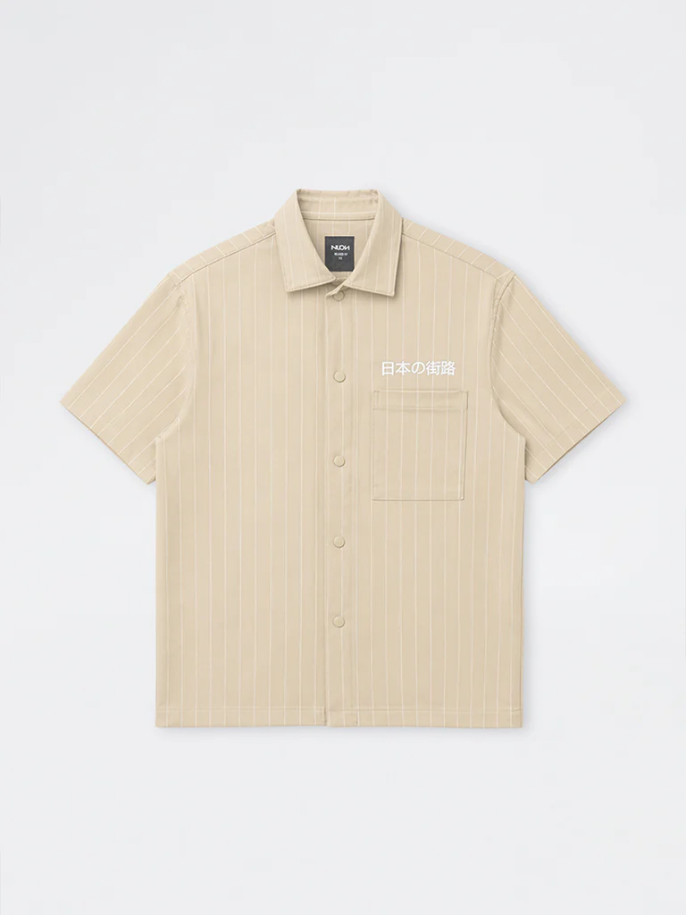 Nuon Light Beige Striped Relaxed-Fit Shirt - Image 6