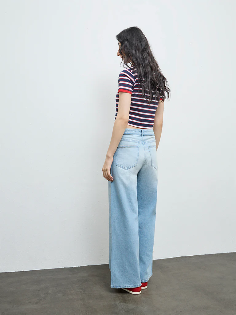 Nuon Light Blue Distressed High-Rise Jeans - Image 4