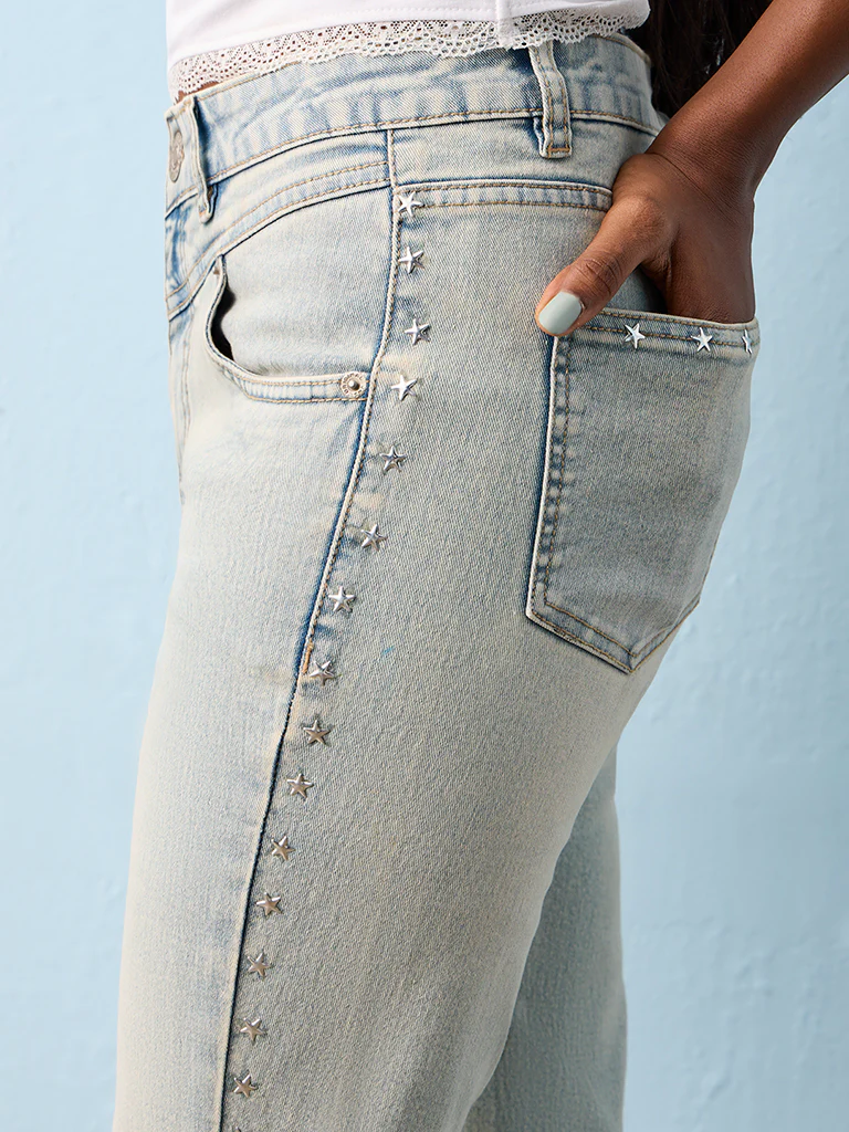 Nuon Light Blue Faded High-Rise Bootcut Jeans - Image 3