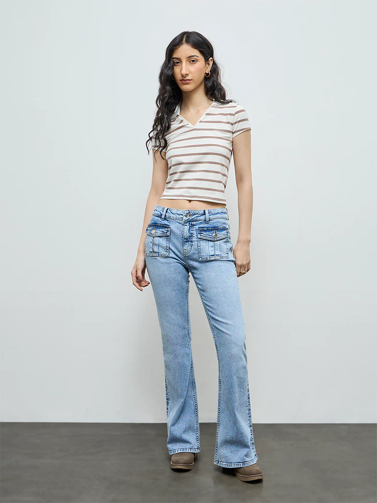 Nuon Light Blue Faded High-Rise Jeans