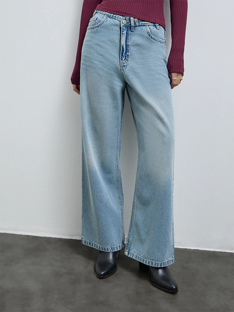 Nuon Light Blue Faded High-Rise Jeans - Image 2