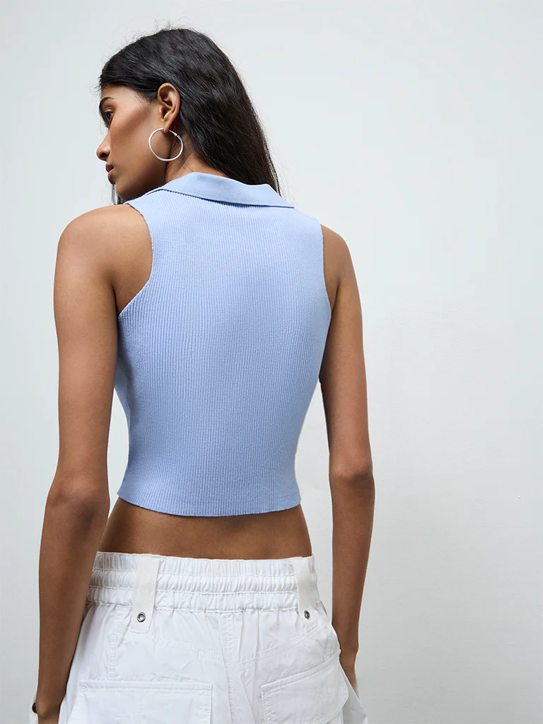 Nuon Light Blue Floral Embroidered Top - Image 4