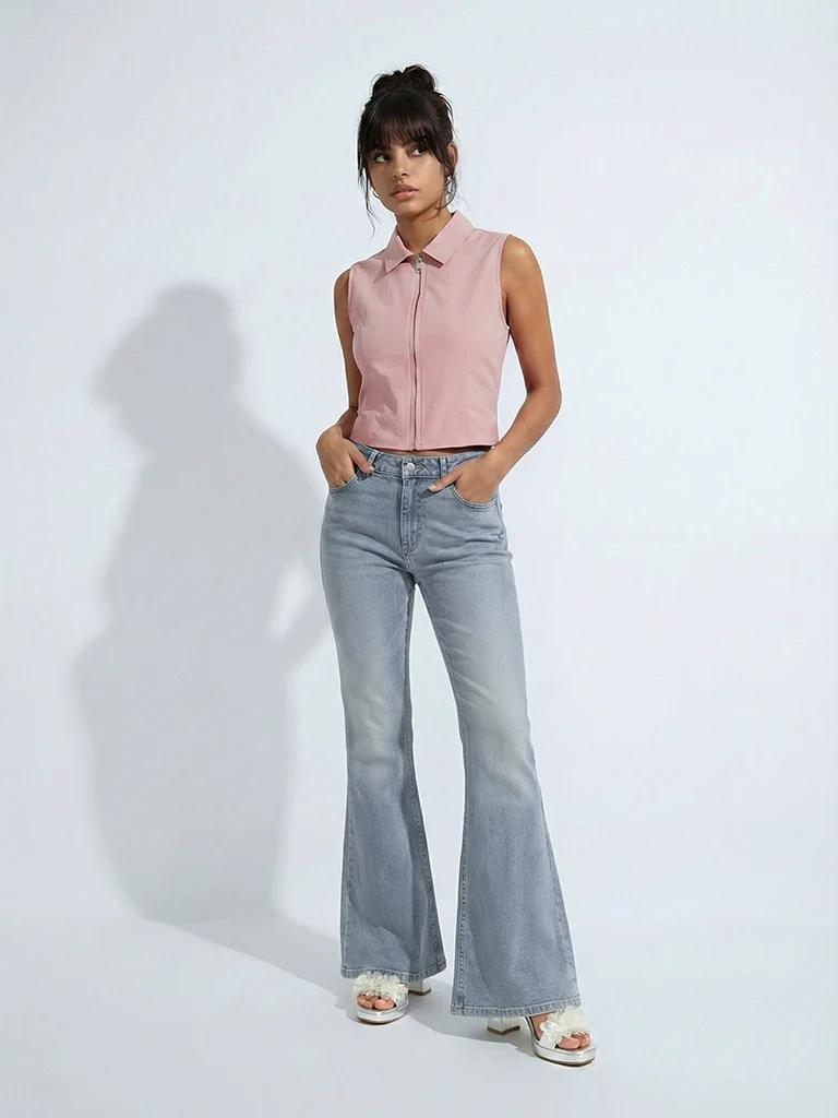 Nuon Light Blue High-Rise Bootcut Jeans