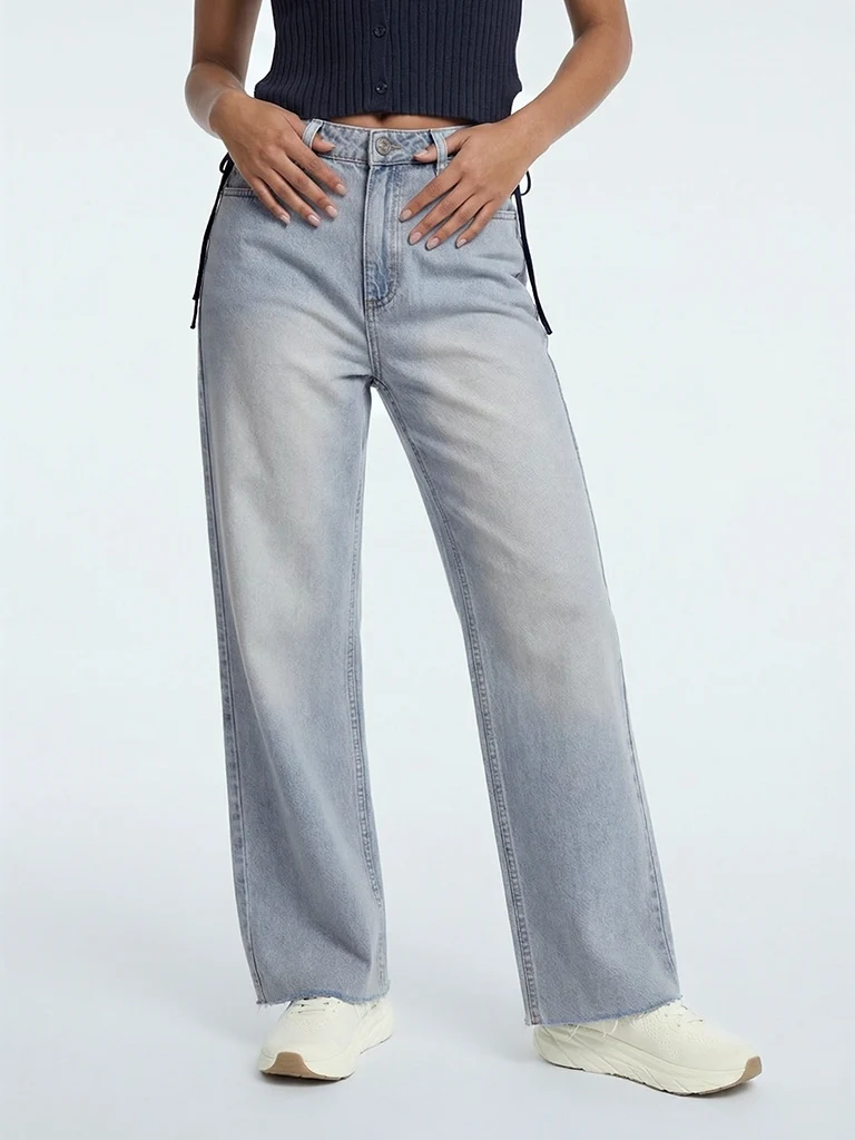 Nuon Light Blue High-Rise Straight Fit Jeans - Image 3