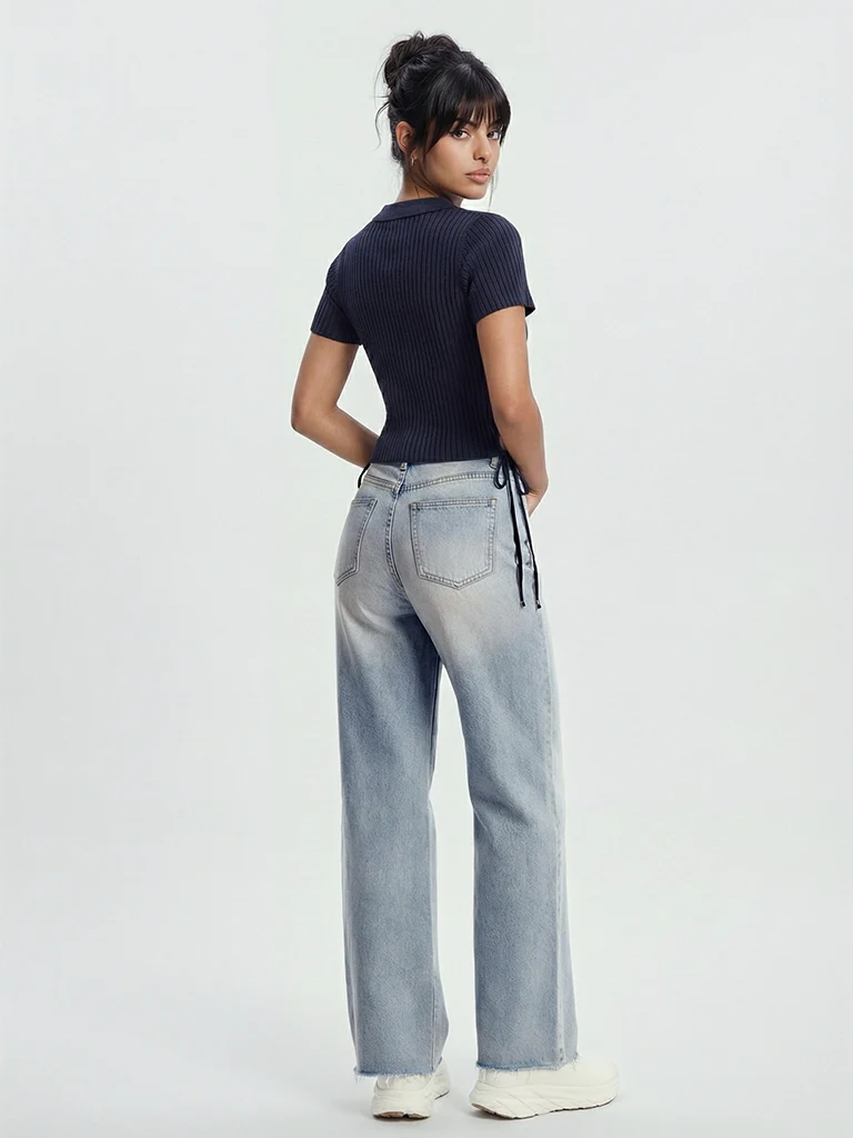 Nuon Light Blue High-Rise Straight Fit Jeans - Image 4