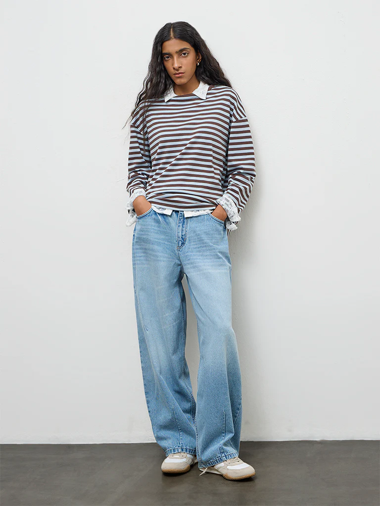 Nuon Light Blue Washed High-Rise Jeans