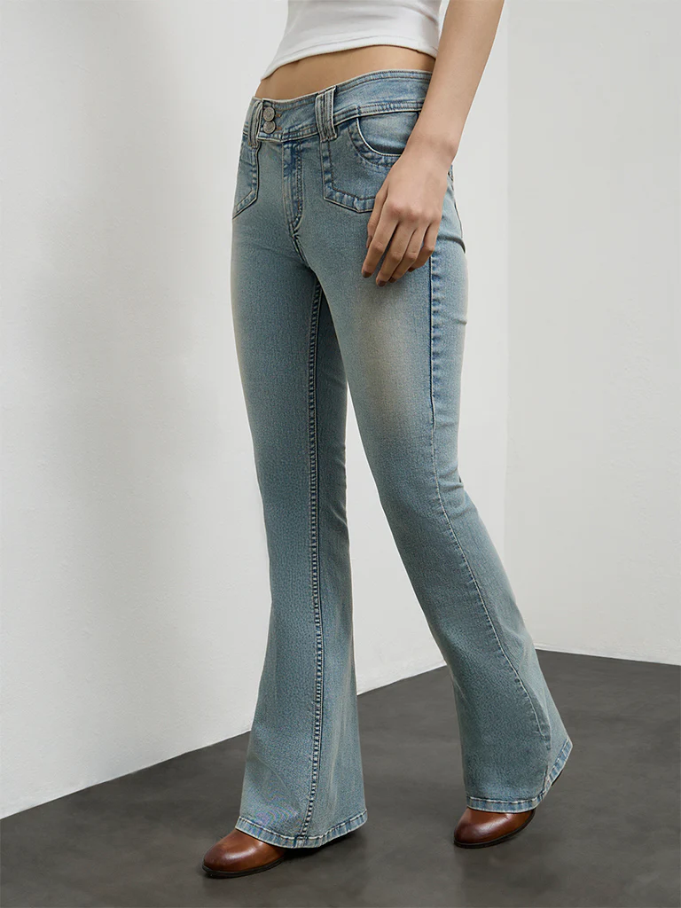 Nuon Light Blue Washed Low-Rise Jeans - Image 2