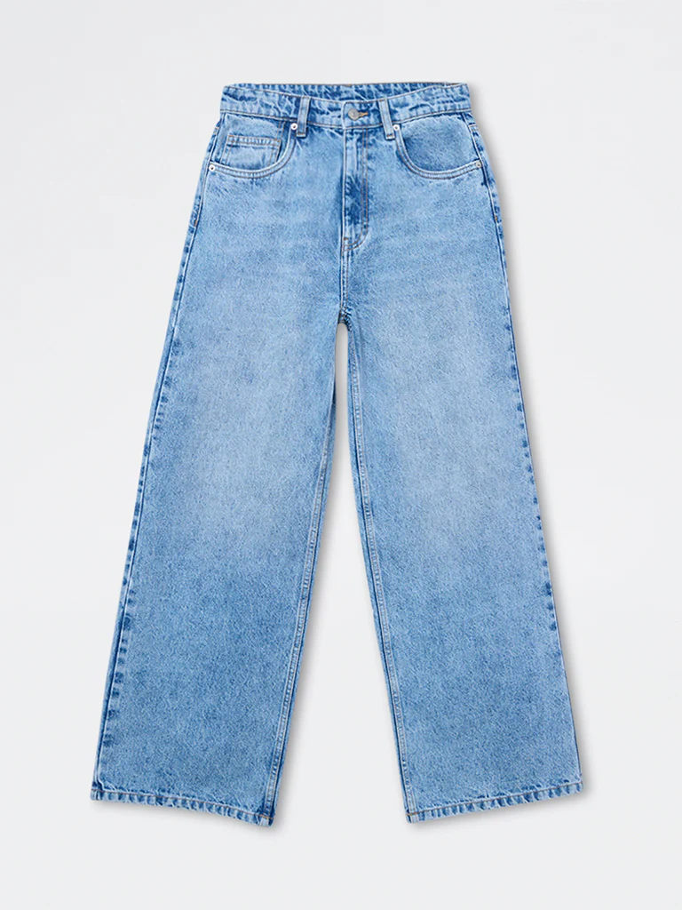 Nuon Light Blue Washed Relaxed-Fit High-Rise Jeans - Image 5