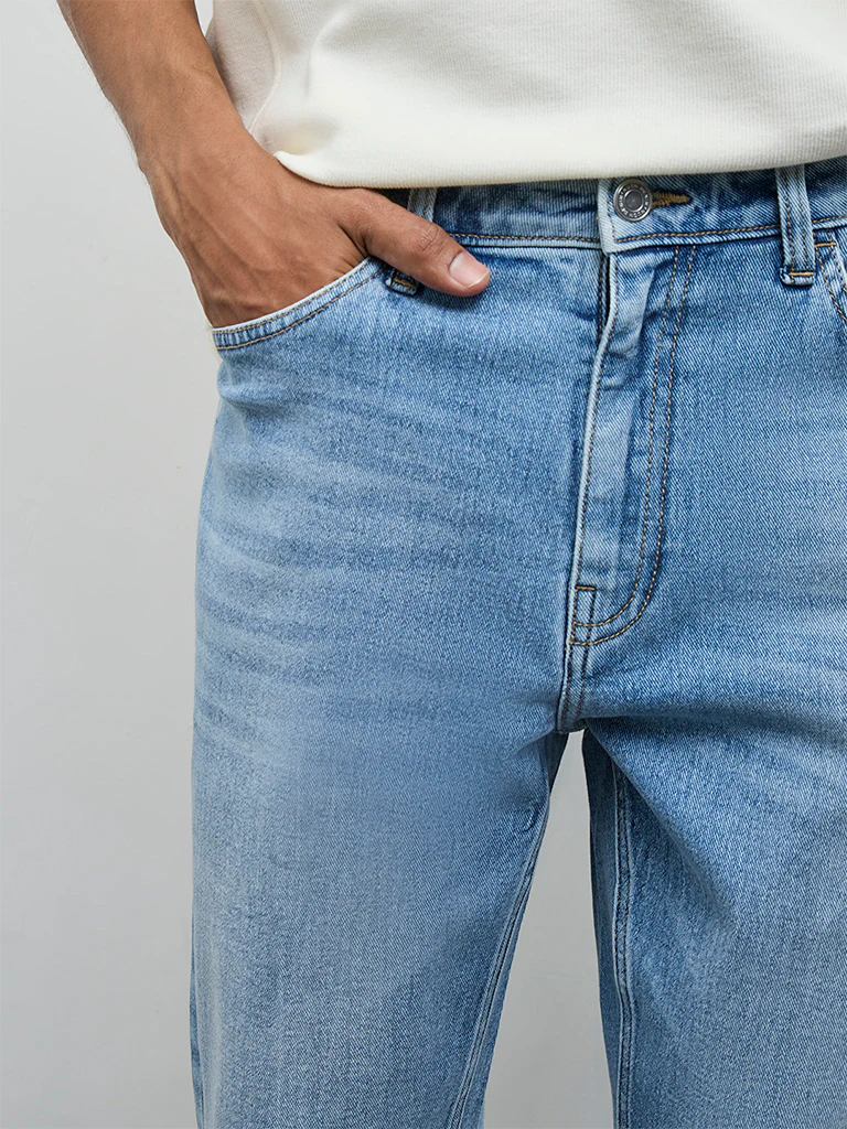 Nuon Light Blue Washed Slim-Fit Mid-Rise Jeans - Image 3