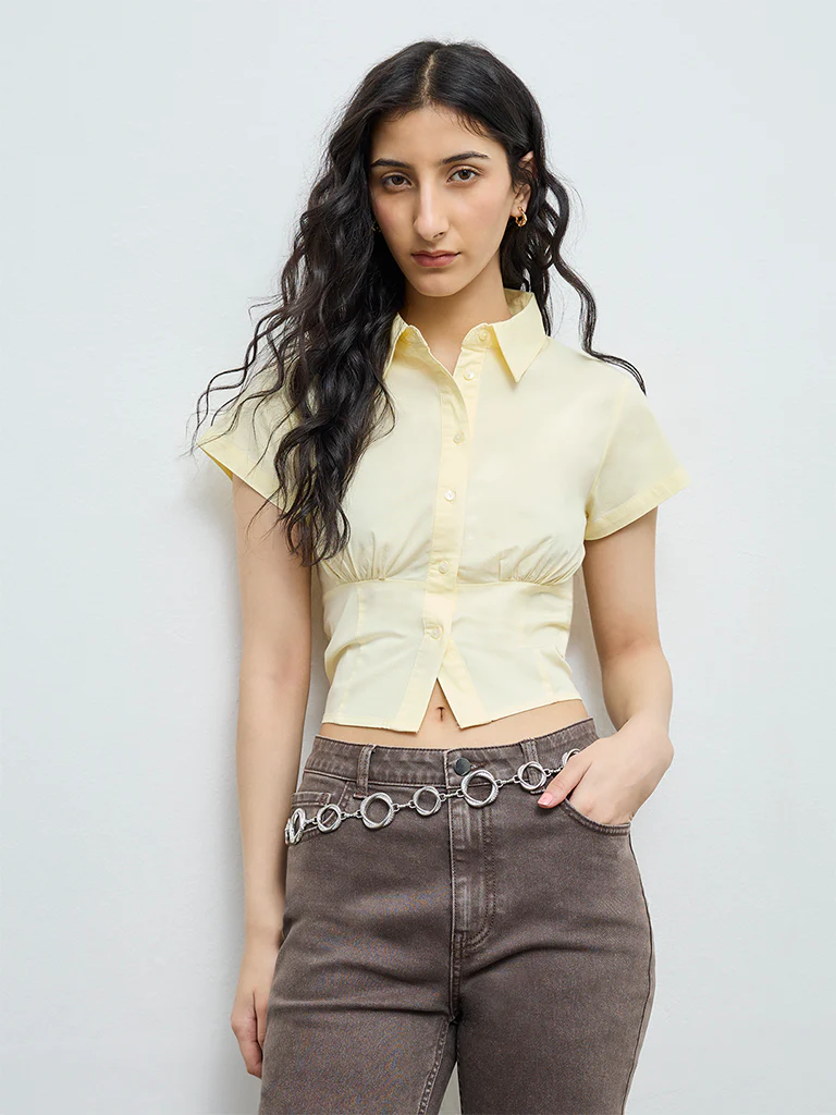 Nuon Light Yellow Cotton-Blend Shirt - Image 2