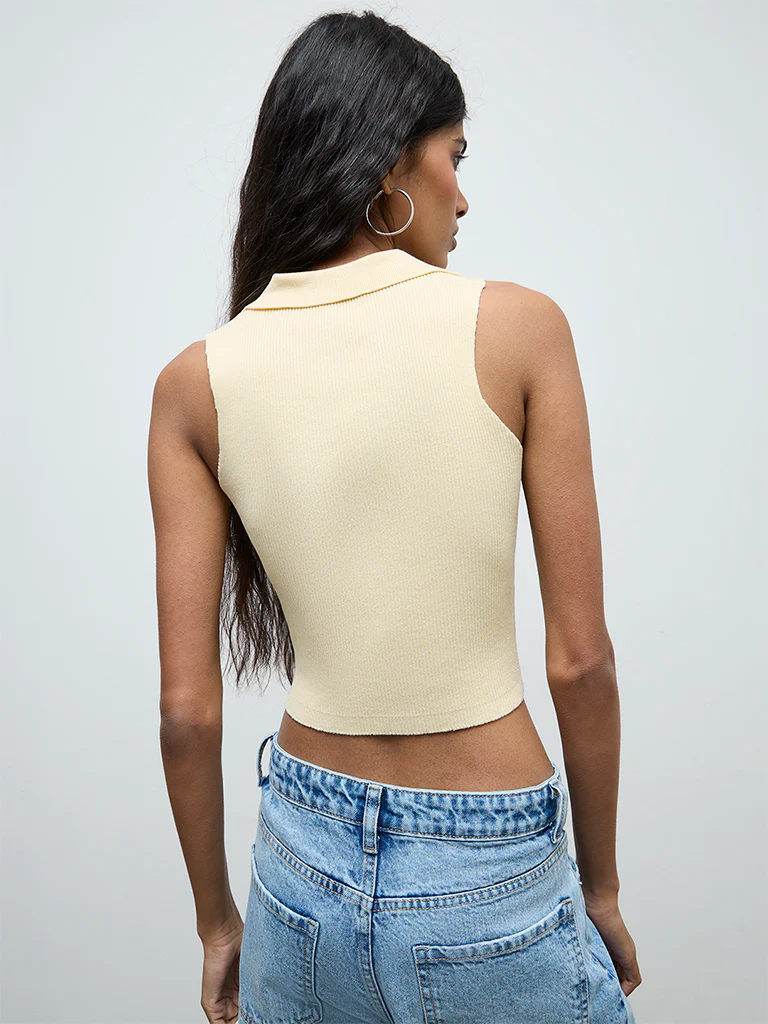 Nuon Light Yellow Floral Embroidered Top - Image 4