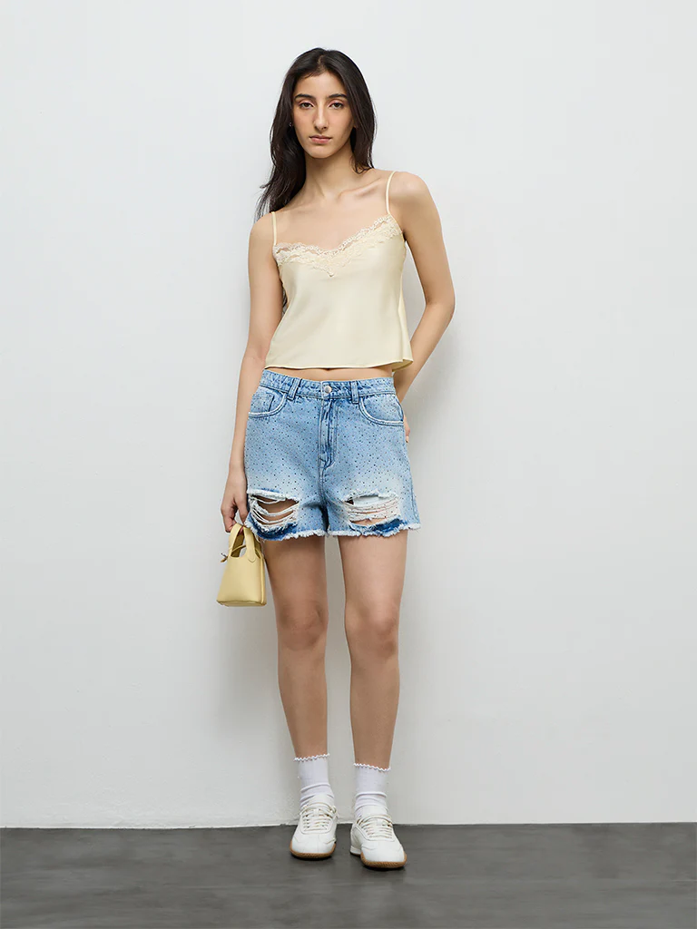 Nuon Light Yellow Lace-Detail Top - Image 2