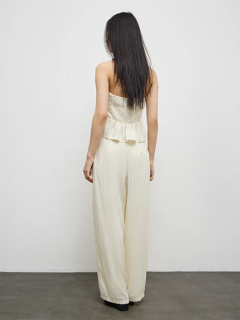 Nuon Light Yellow Striped High-Rise Trousers - Image 4