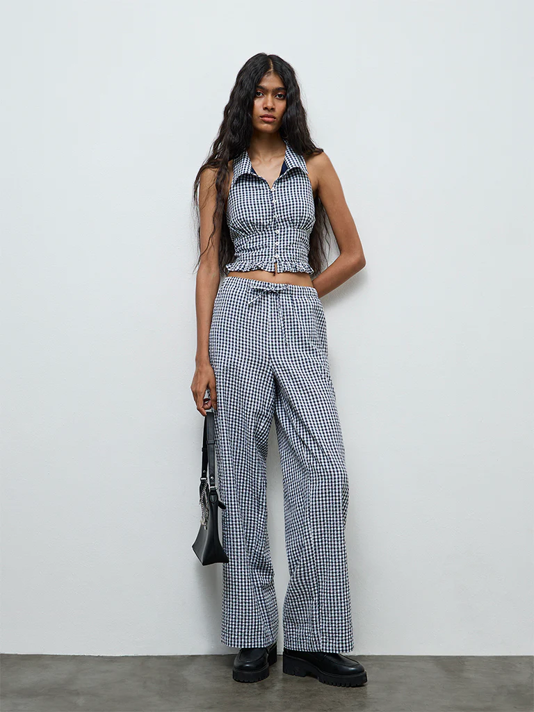 Nuon Navy Checkered Top - Image 2