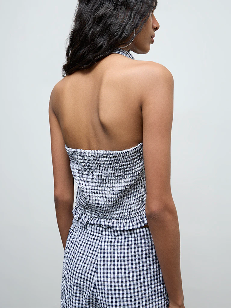 Nuon Navy Checkered Top - Image 4