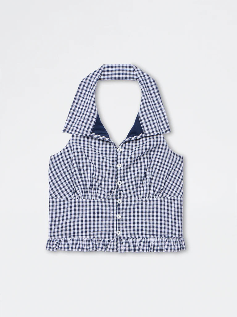 Nuon Navy Checkered Top - Image 5