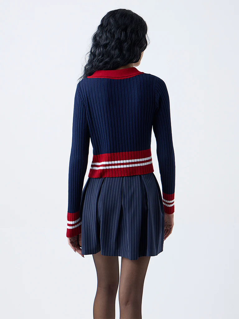 Nuon Navy Colour Block Top - Image 4