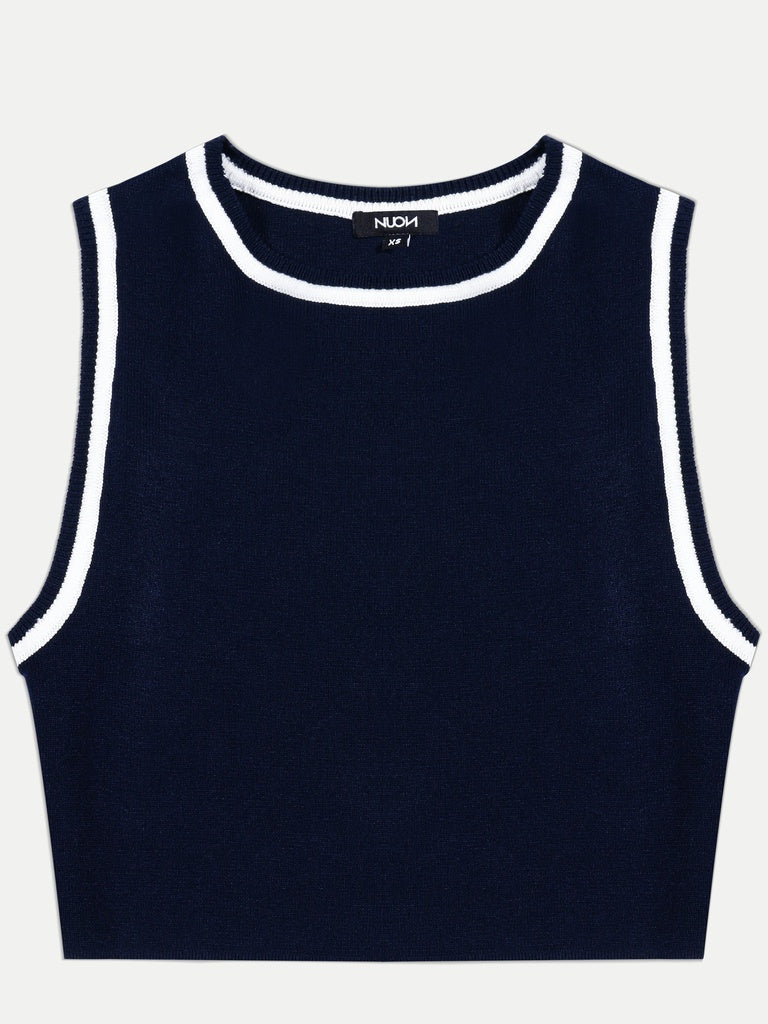 Nuon Navy Contrast-Detailed Top - Image 5