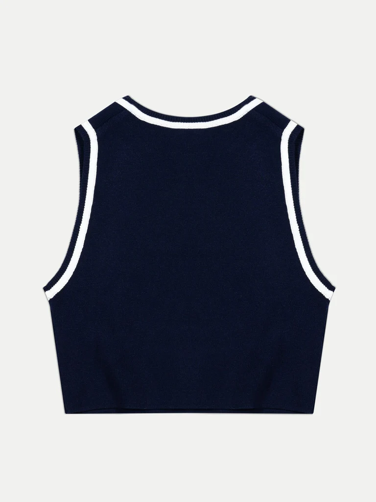 Nuon Navy Contrast-Detailed Top - Image 6