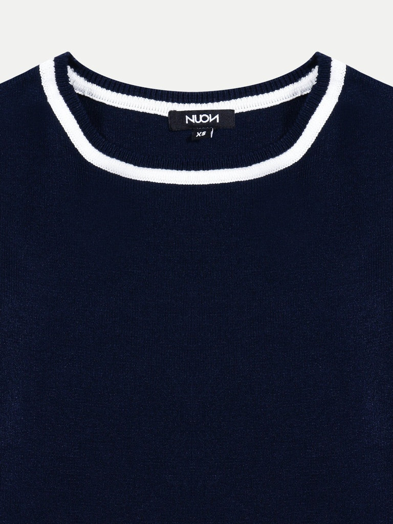 Nuon Navy Contrast-Detailed Top - Image 7