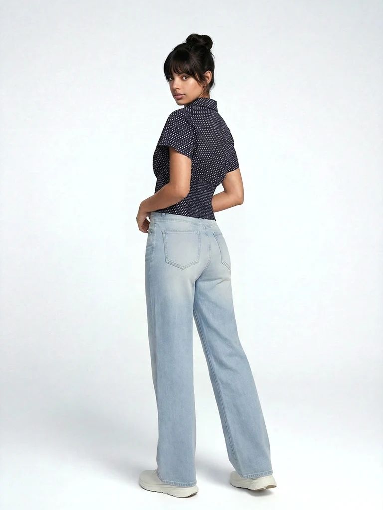 Nuon Navy Cotton Relaxed Top - Image 4