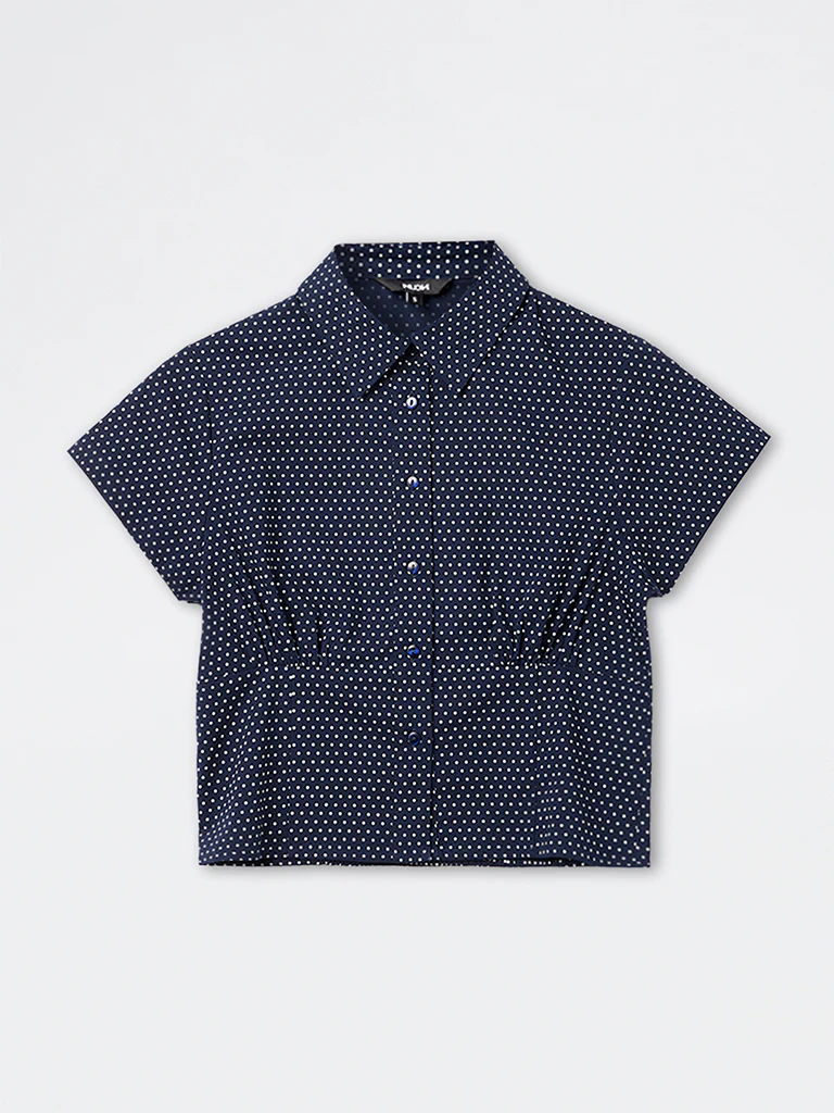 Nuon Navy Cotton Relaxed Top - Image 5