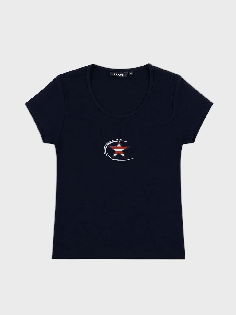 Nuon Navy Graphic Printed Cotton-Blend T-Shirt - Image 5