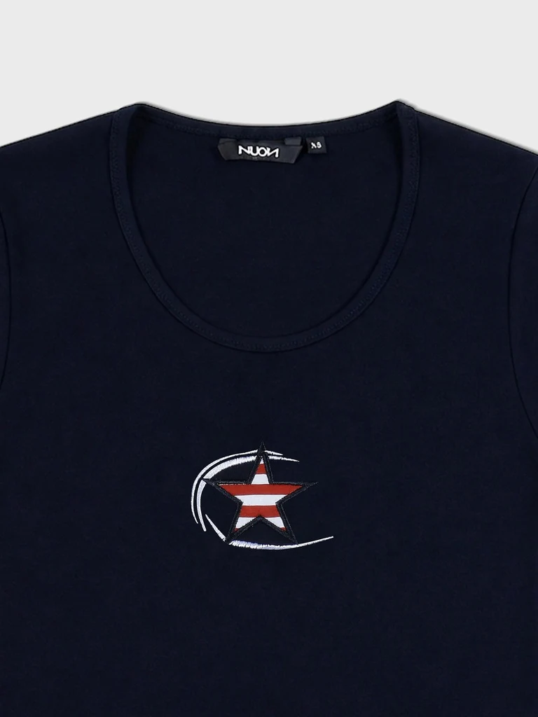 Nuon Navy Graphic Printed Cotton-Blend T-Shirt - Image 7