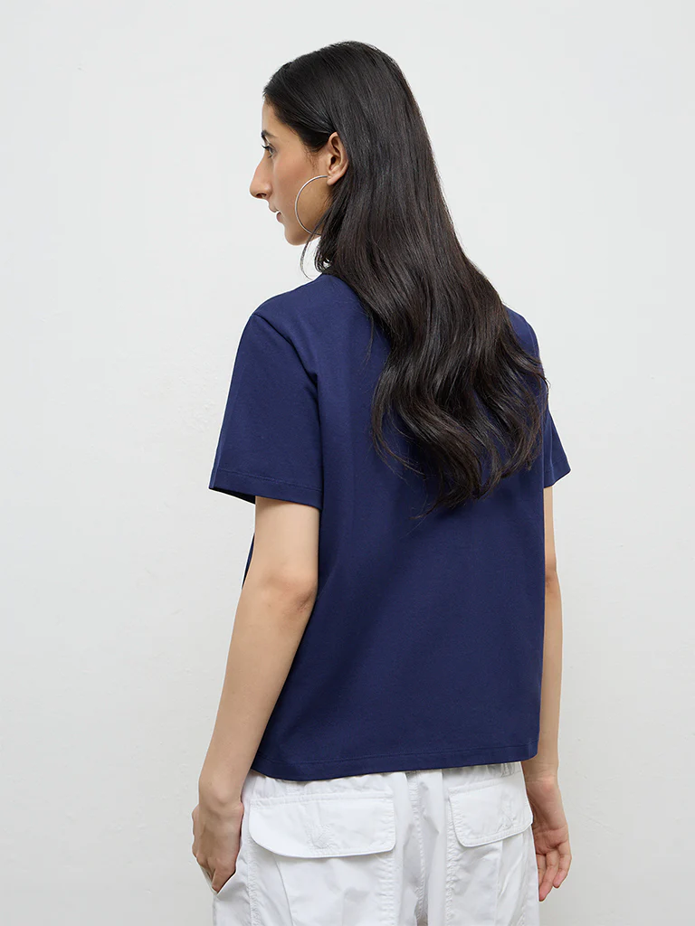 Nuon Navy Numerical Printed Cotton T-Shirt - Image 4
