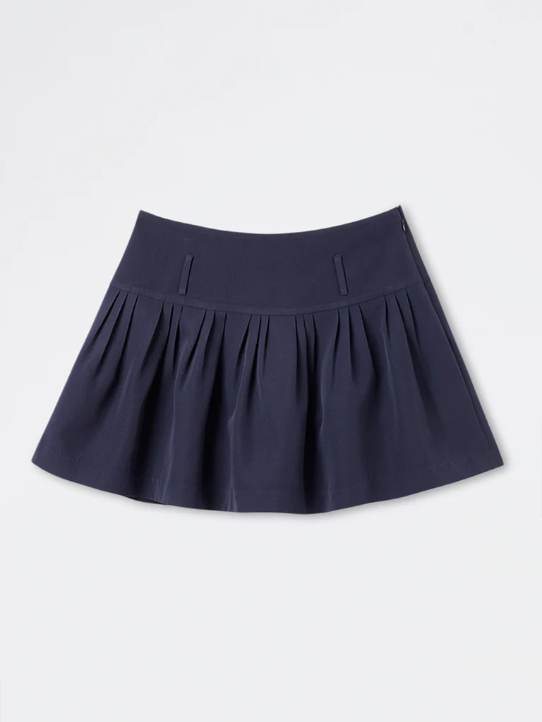 Nuon Navy Pleated Mini Skirt - Image 5