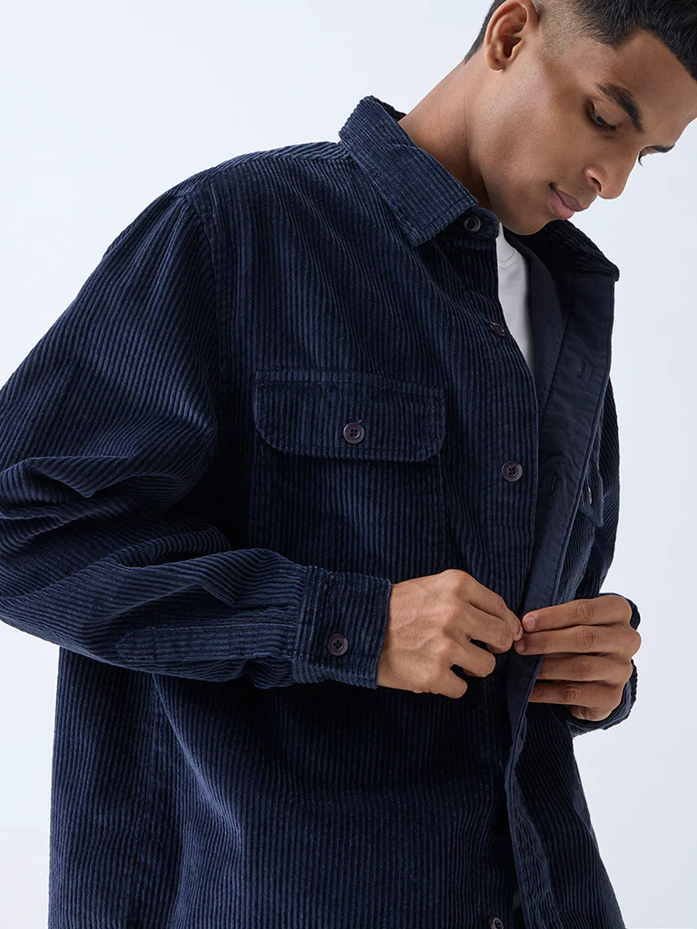 Nuon Navy Relaxed-Fit Corduroy Shirt - Image 4