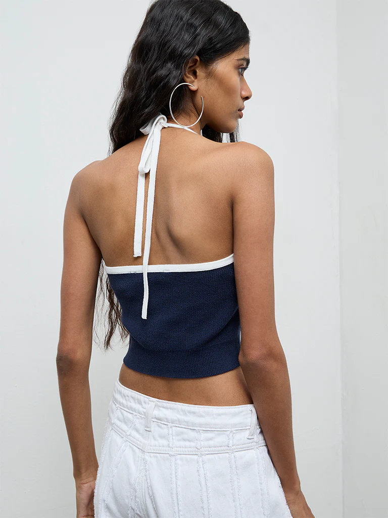 Nuon Navy Ribbed Top - Image 4