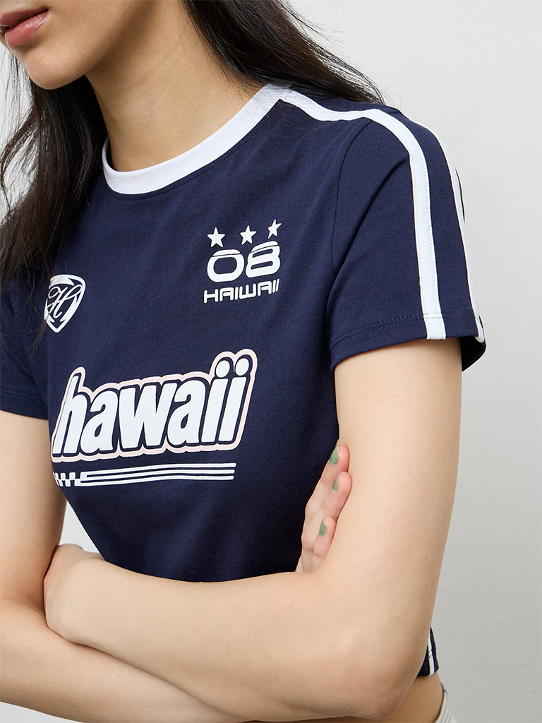 Nuon Navy Text Design Cotton T-Shirt - Image 3
