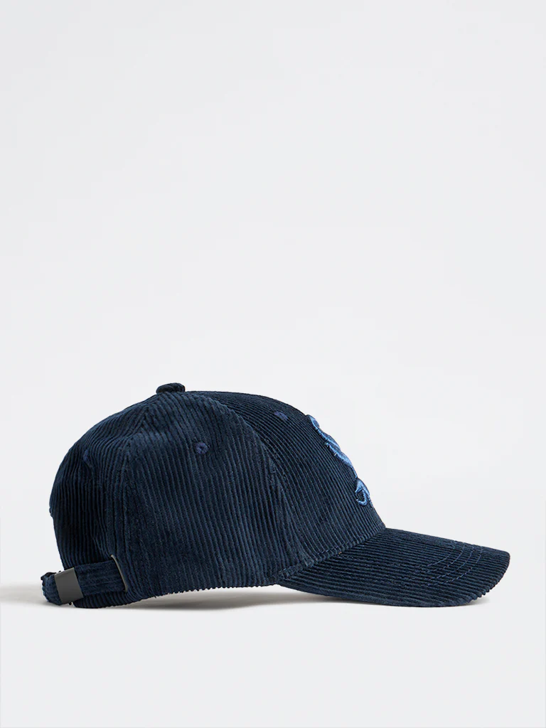 Nuon Navy Text-Embroidered Corduroy Cap - Image 2