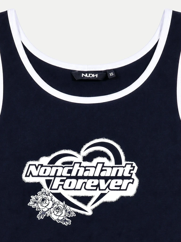 Nuon Navy Text Printed Cotton-Blend Top - Image 7
