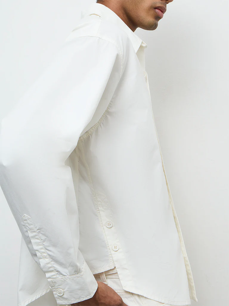 Nuon Off-White Boxy-Fit Cotton Shirt - Image 3