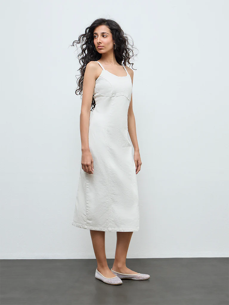 Nuon Off-White Denim A-Line Dress - Image 2