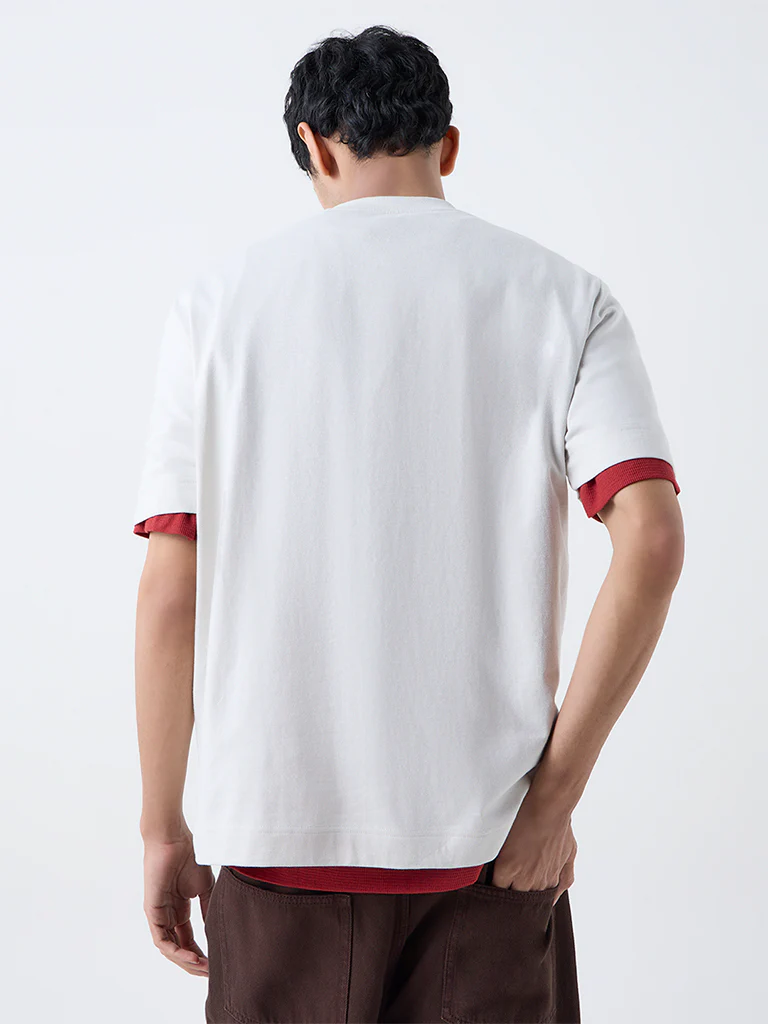 Nuon Off-White Graphic Printed Relaxed-Fit Cotton T-Shirt - Image 4