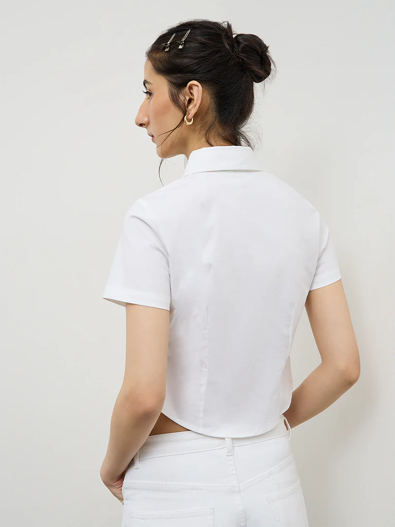 Nuon Off-White Lace-Up Detailed Shirt - Image 4