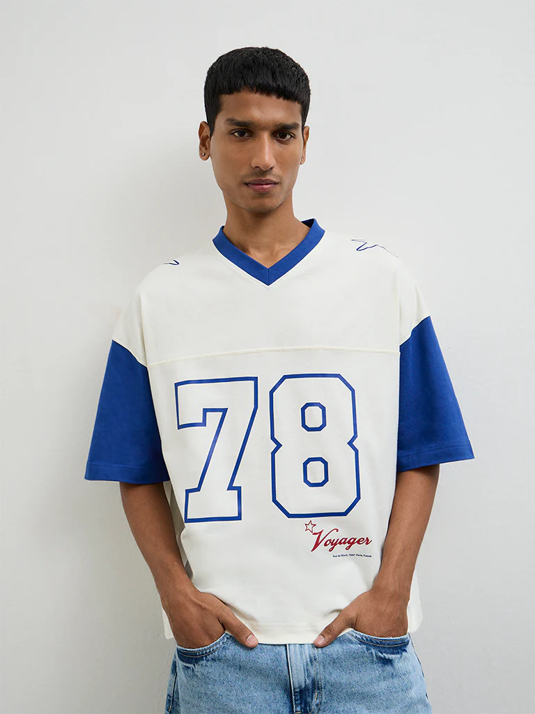 Nuon Off-White Numerical Printed Oversized-Fit Cotton T-Shirt