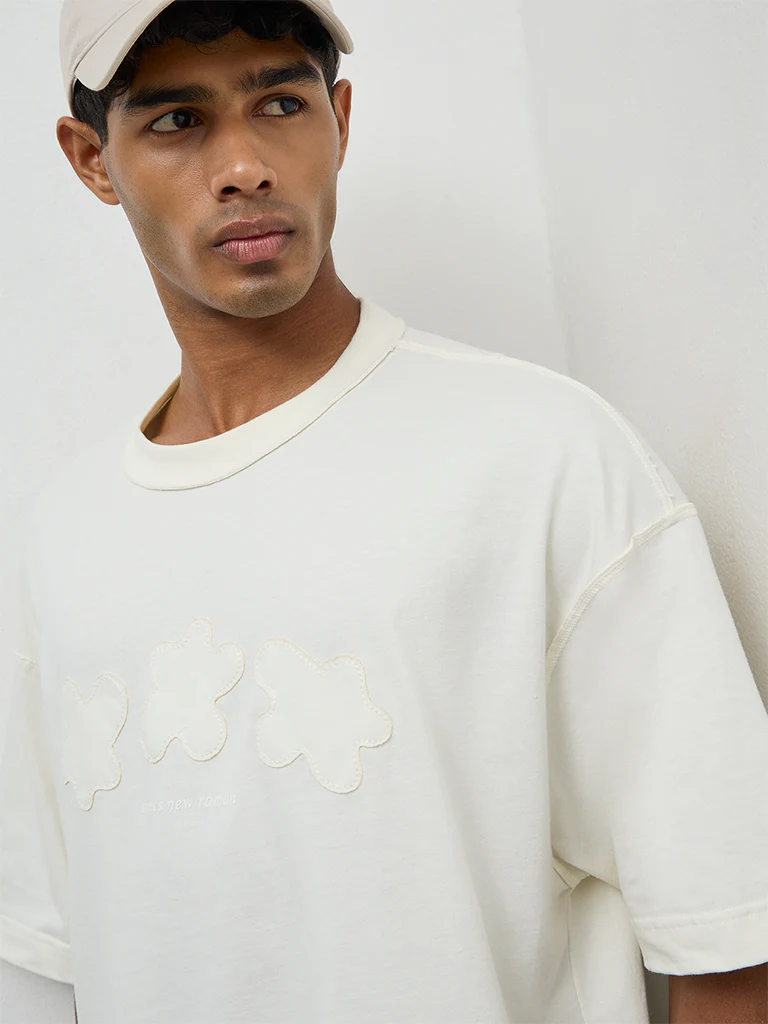 Nuon Off-White Oversized Cotton T-Shirt - Image 3