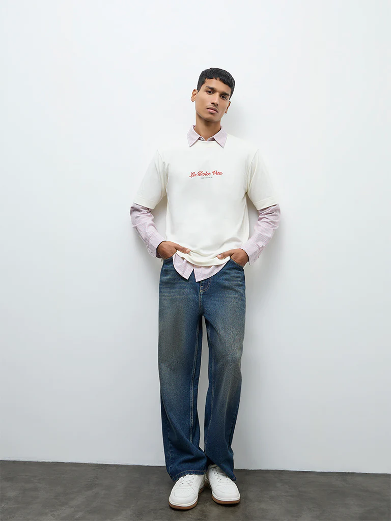 Nuon Off-White Printed Relaxed-Fit Cotton T-Shirt