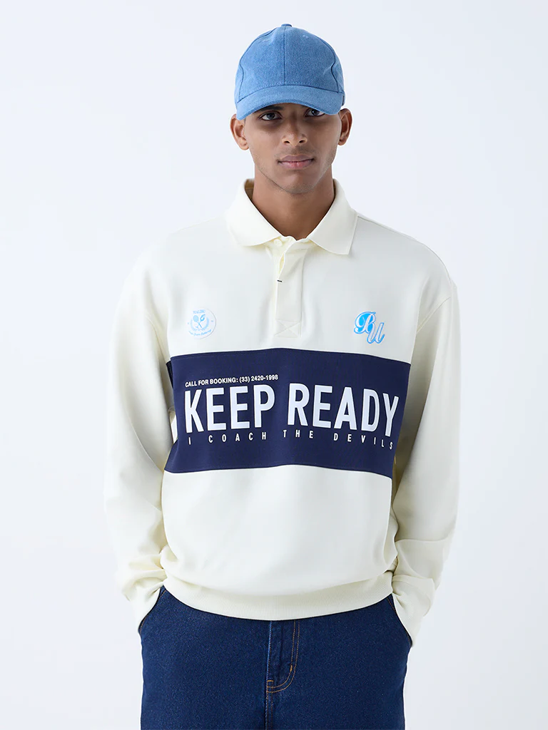 Nuon Off-White Relaxed-Fit Cotton-Blend Polo T-Shirt